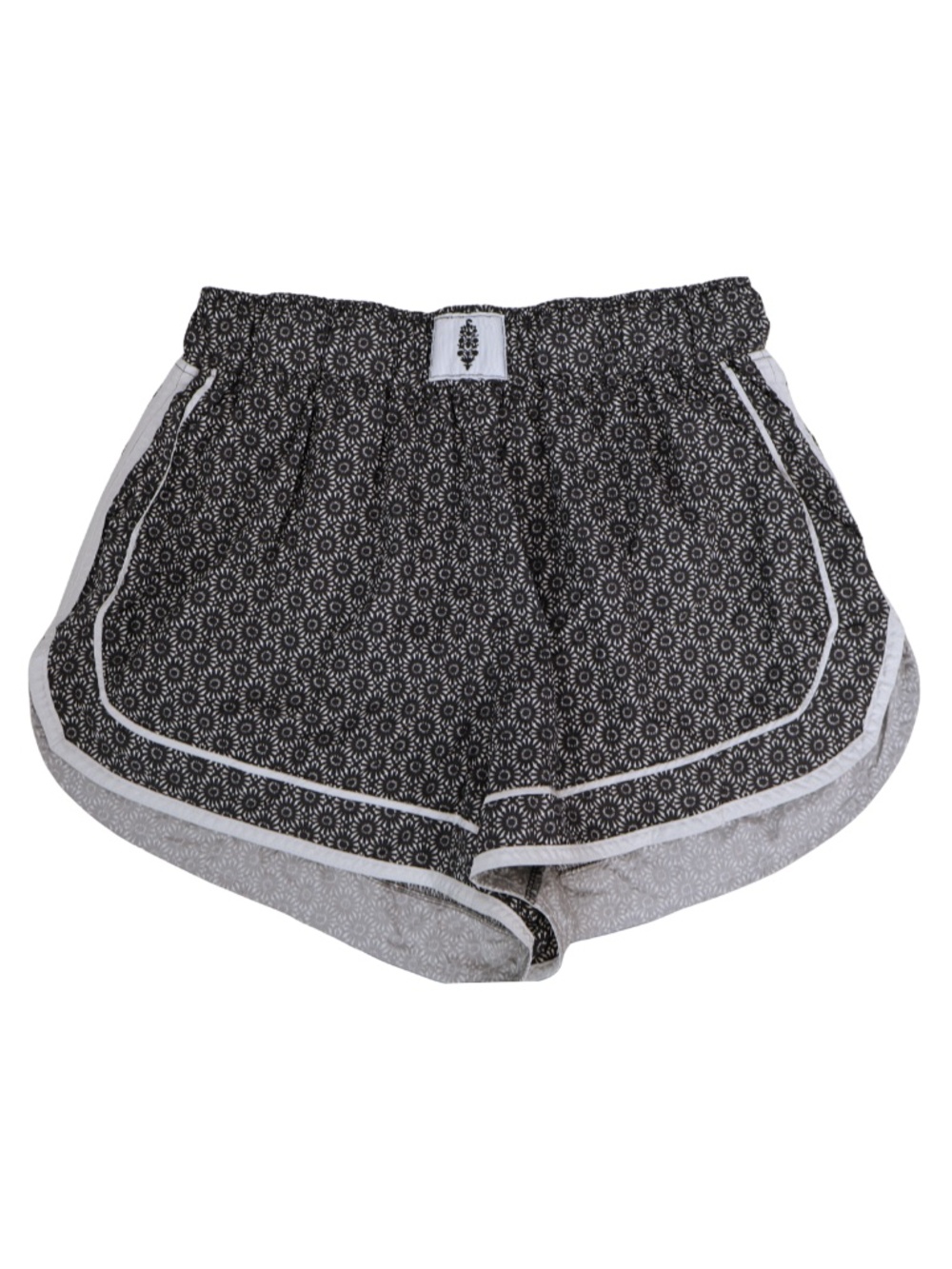 FP Movement Free People Running Shorts L Black White Printed Dolphin Hem